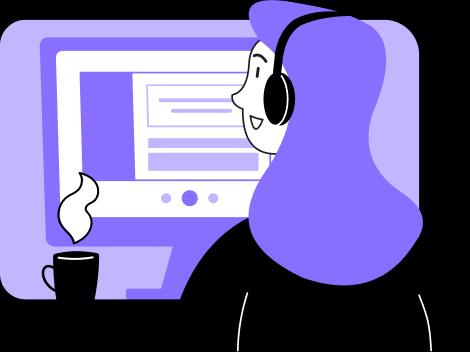 Desenho de uma pessoa realizando atendimento através do computador