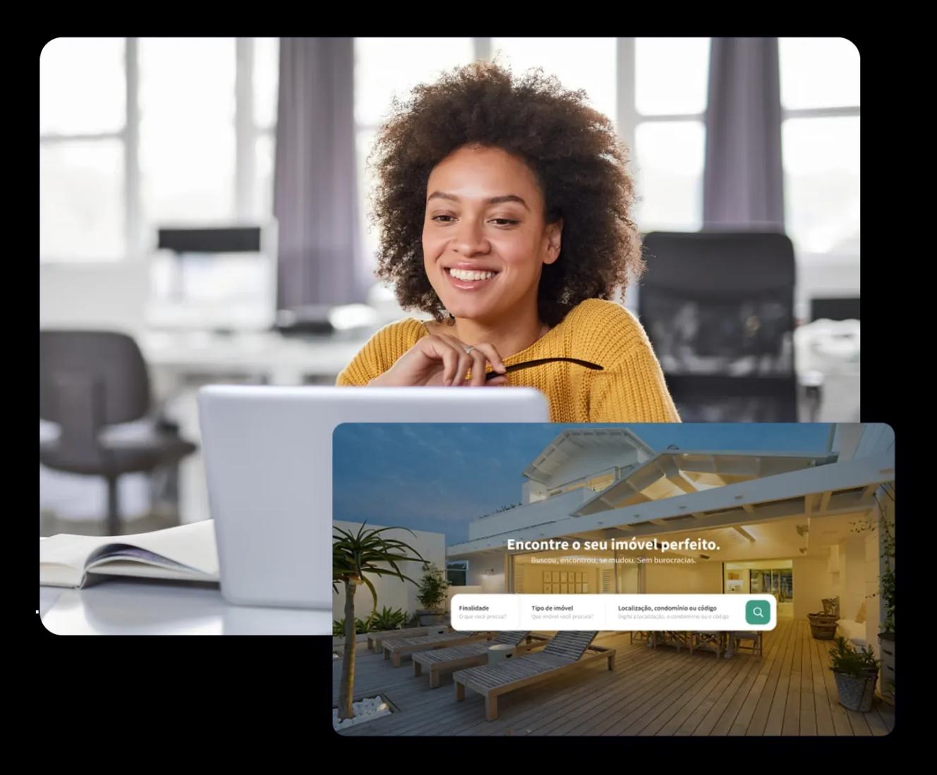 Imagem ilustrativa de uma pessoa usando o site imobiliário da Jetimob.