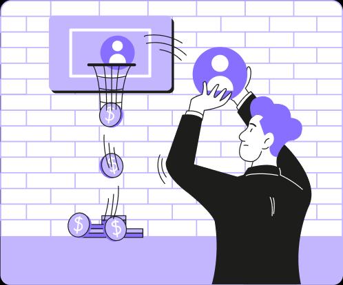 Ilustração de um corretor de imóveis lucrando.