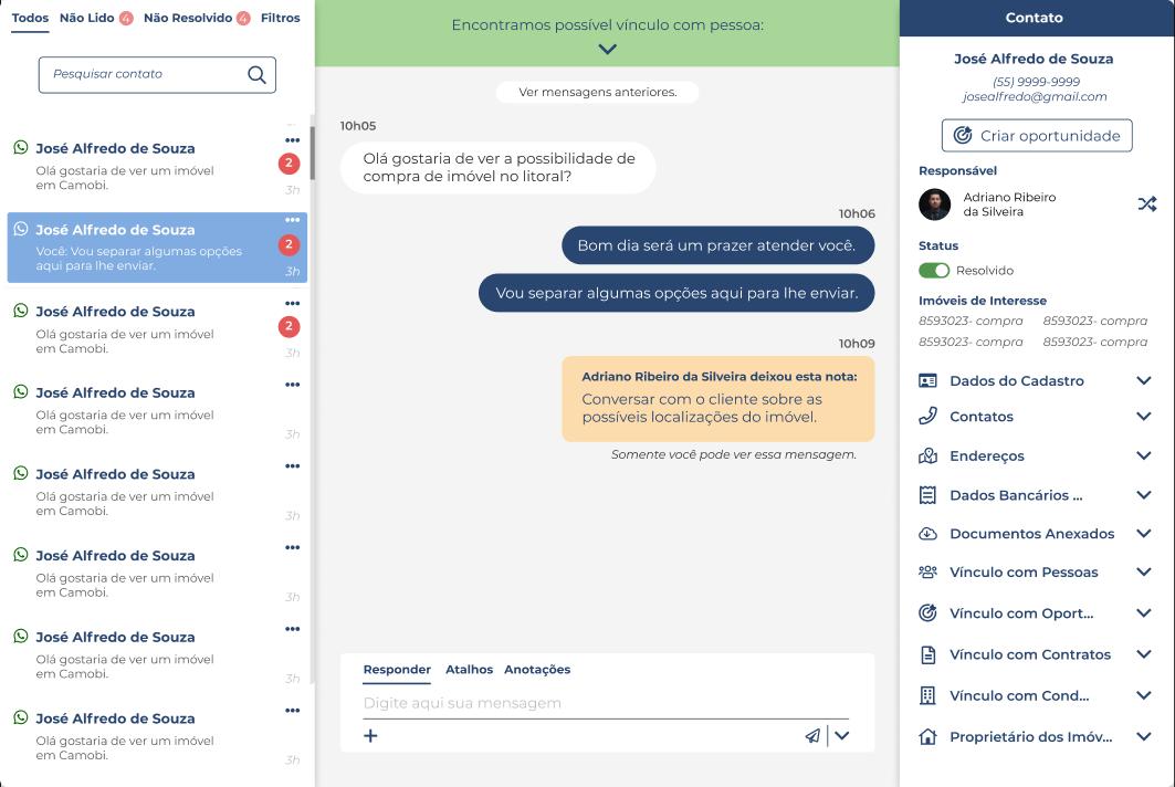 Interface de leads da Jetimob