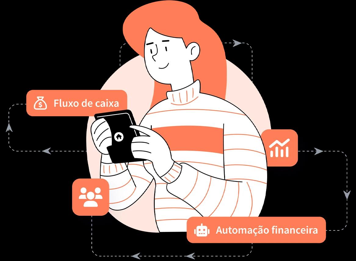 Desenho de uma pessoa utilizando o sistema Jetimob através do celular