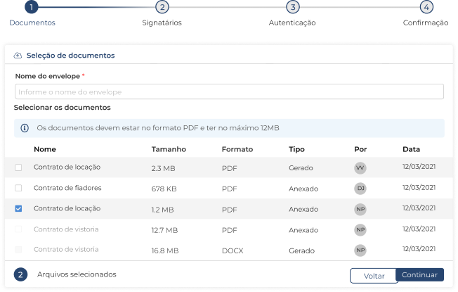 Captura de tela assinatura eletrônica no sistema Jetimob
