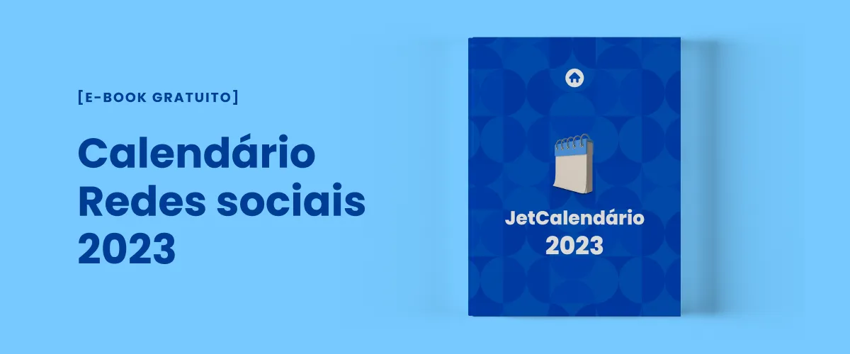 Imagem da capa do e-book intitulado Calendário Redes Sociais 2023.