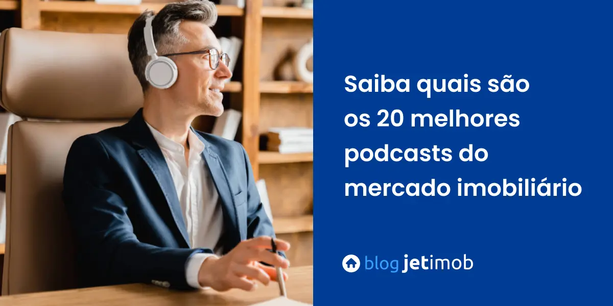 Imagem de uma pessoa escutando podcasts do mercado imobiliário.