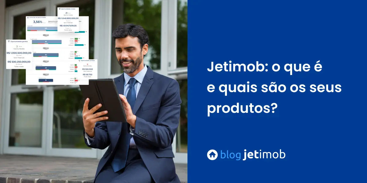 Imagem ilustrativa de um corretor utilizando o CRM da Jetimob.
