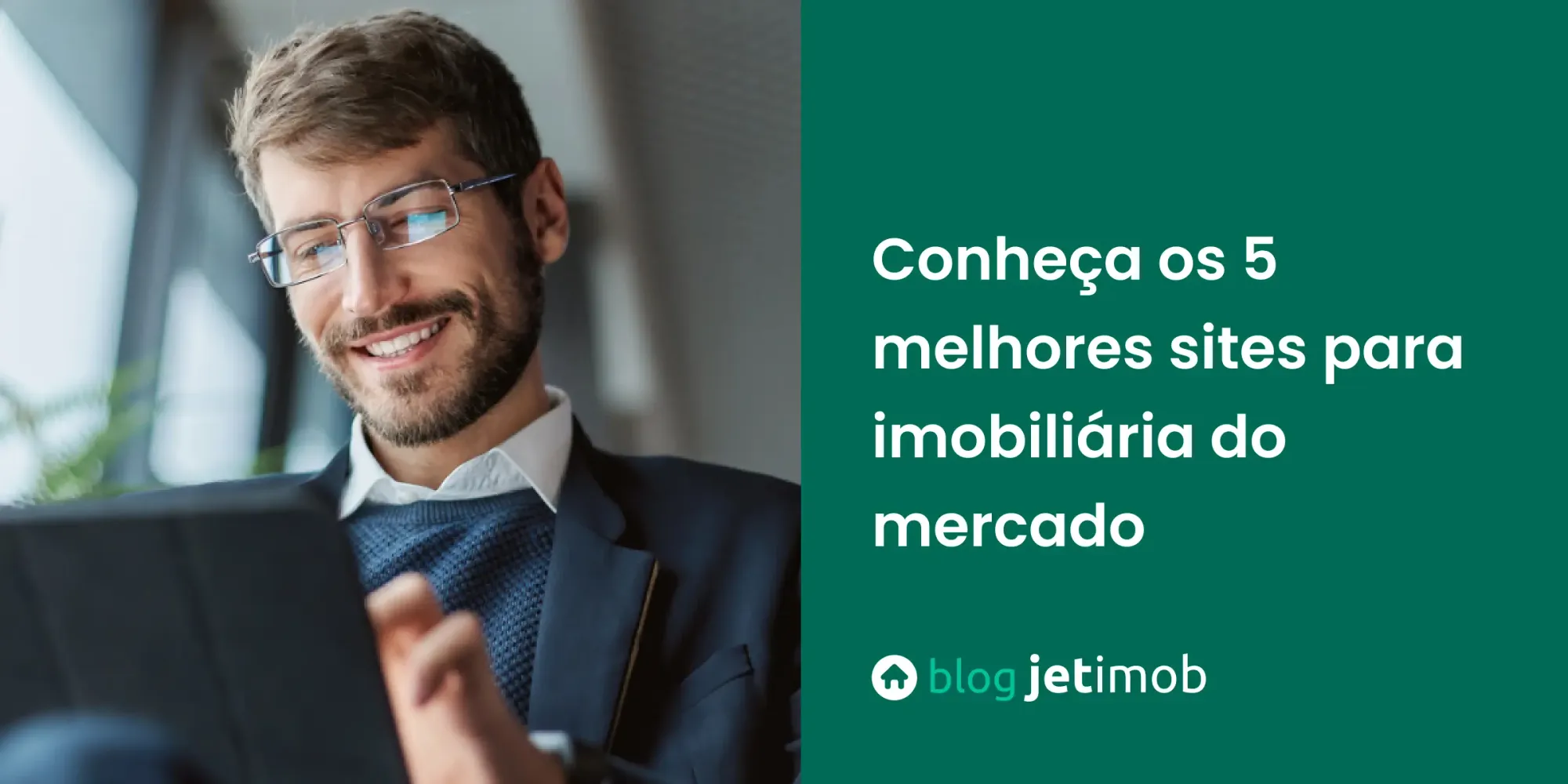 Imagem de um gestor pesquisando os 5 melhores sites para imobiliária.