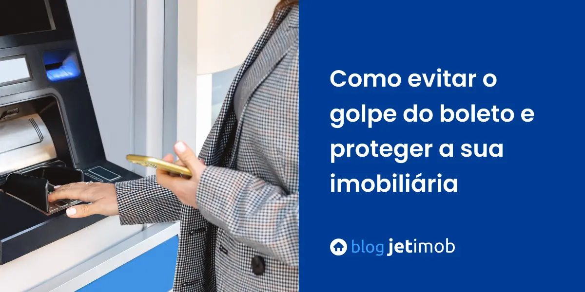 Mulher de blazer xadrez pagando boleto de aluguel num caixa eletrônico.