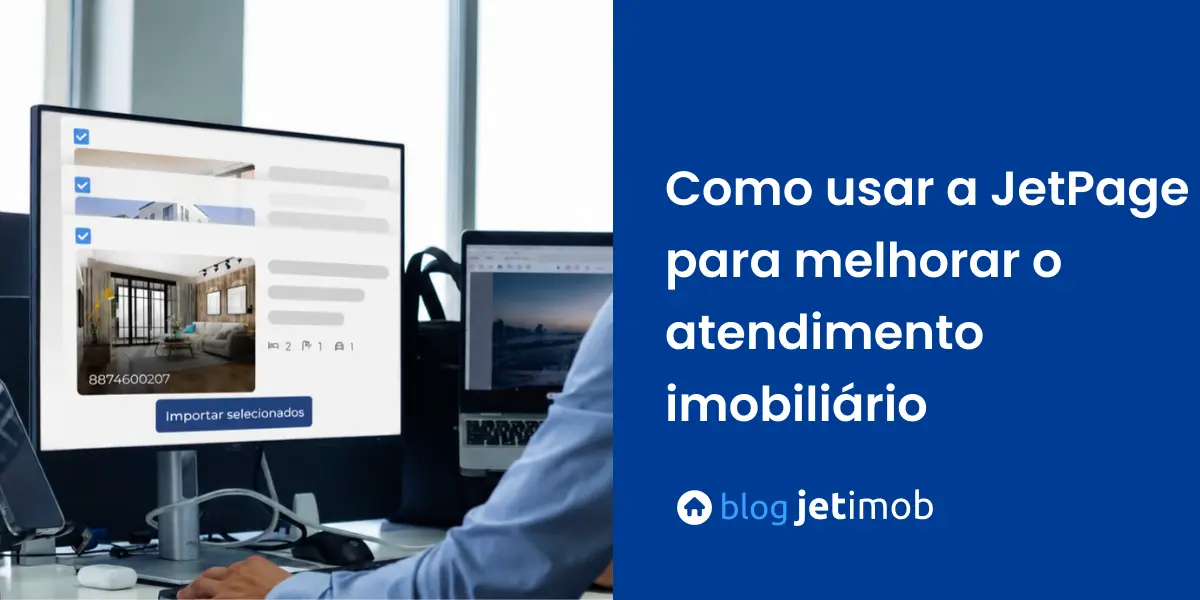 Corretor imobiliário usando JetPage para apresentar imóveis para cliente.