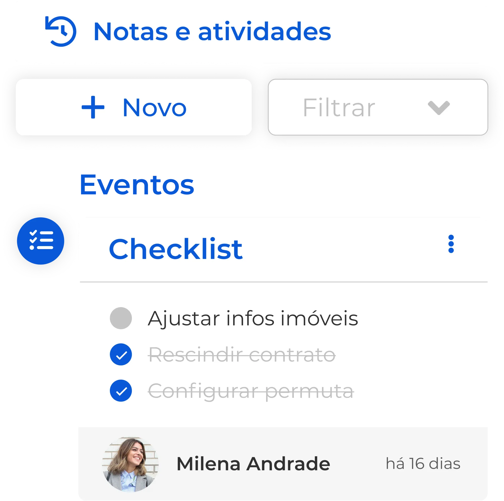 Imagem dos checklists no sistema imobiliário da Jetimob.