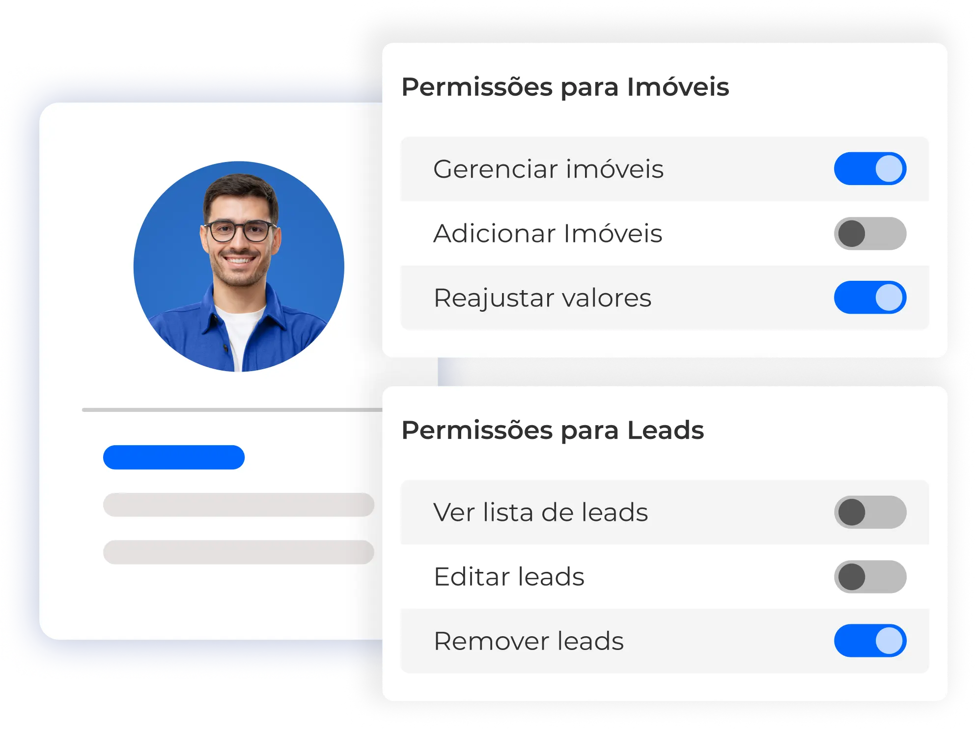 Imagem do grupo de permissões no sistema para imobiliária da Jetimob.
