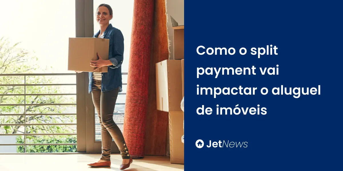 Mulher levando sua mudança para novo apartamento depois de ter aluguel afetado pelo split payment.