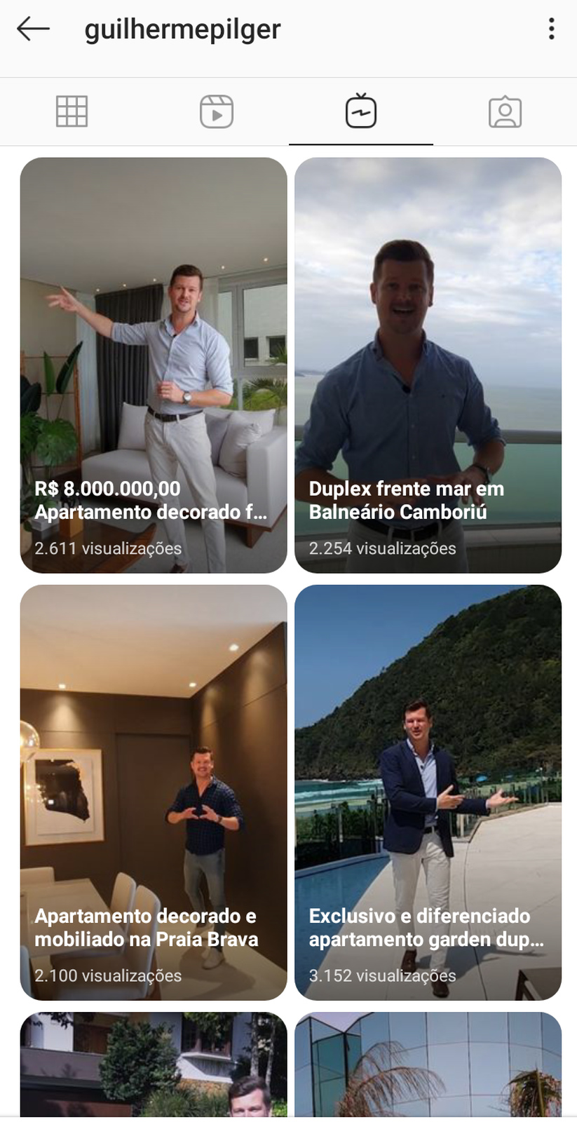IGTV do corretor de imóveis Guilherme Pilger