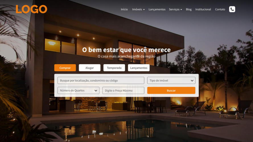 pagina inicial site imobiliario modelo jetimob