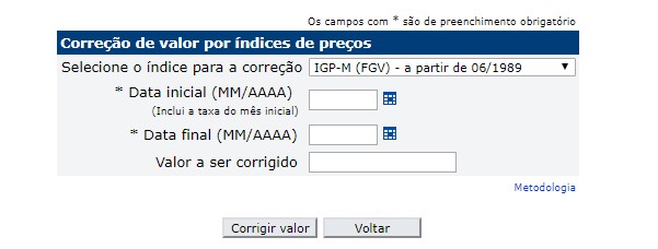 Calculadora para reajuste de aluguel